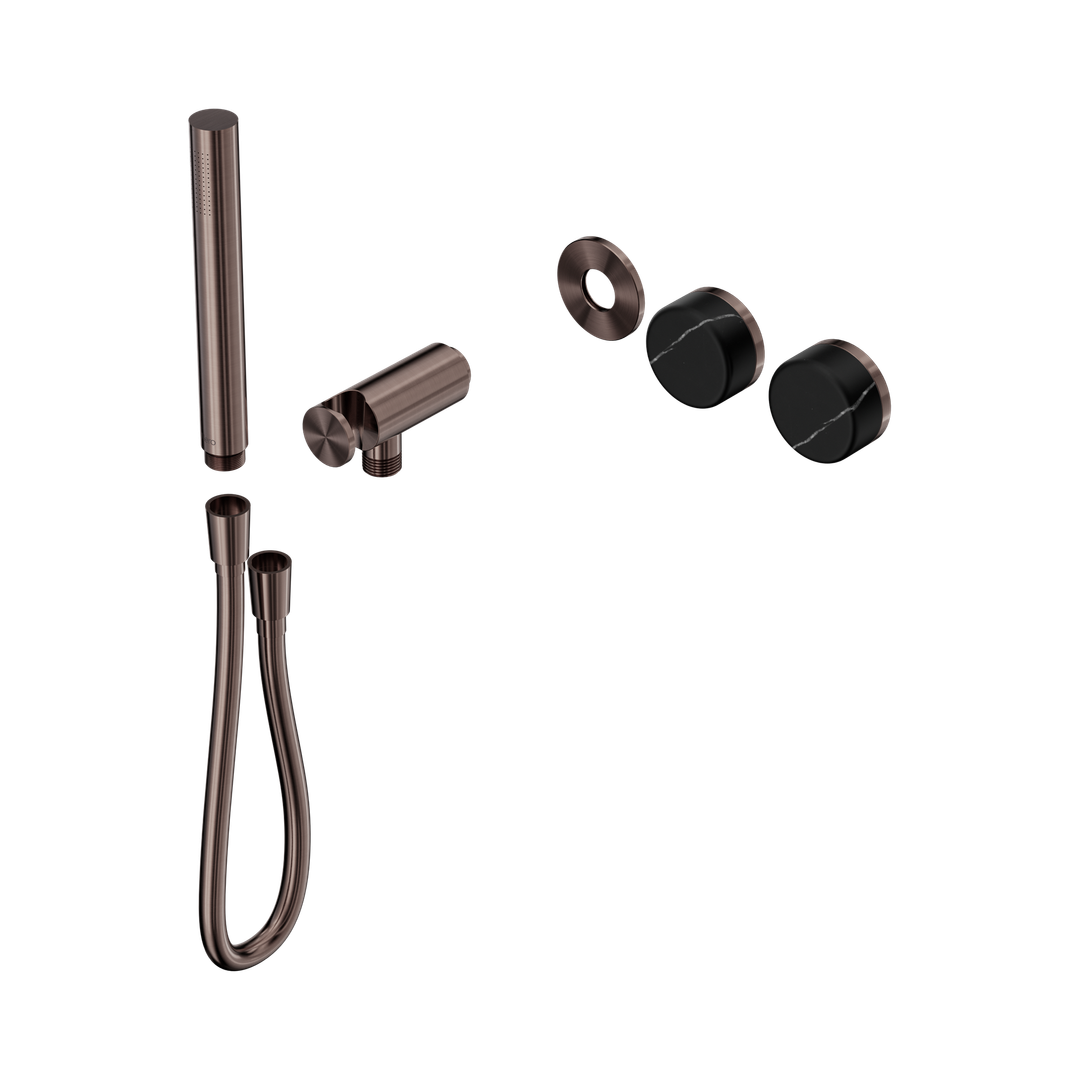 Nero Serenity Progressive Shower System With Marquina Black Handle & Slim Shower Trim Kit Only Brushed Bronze