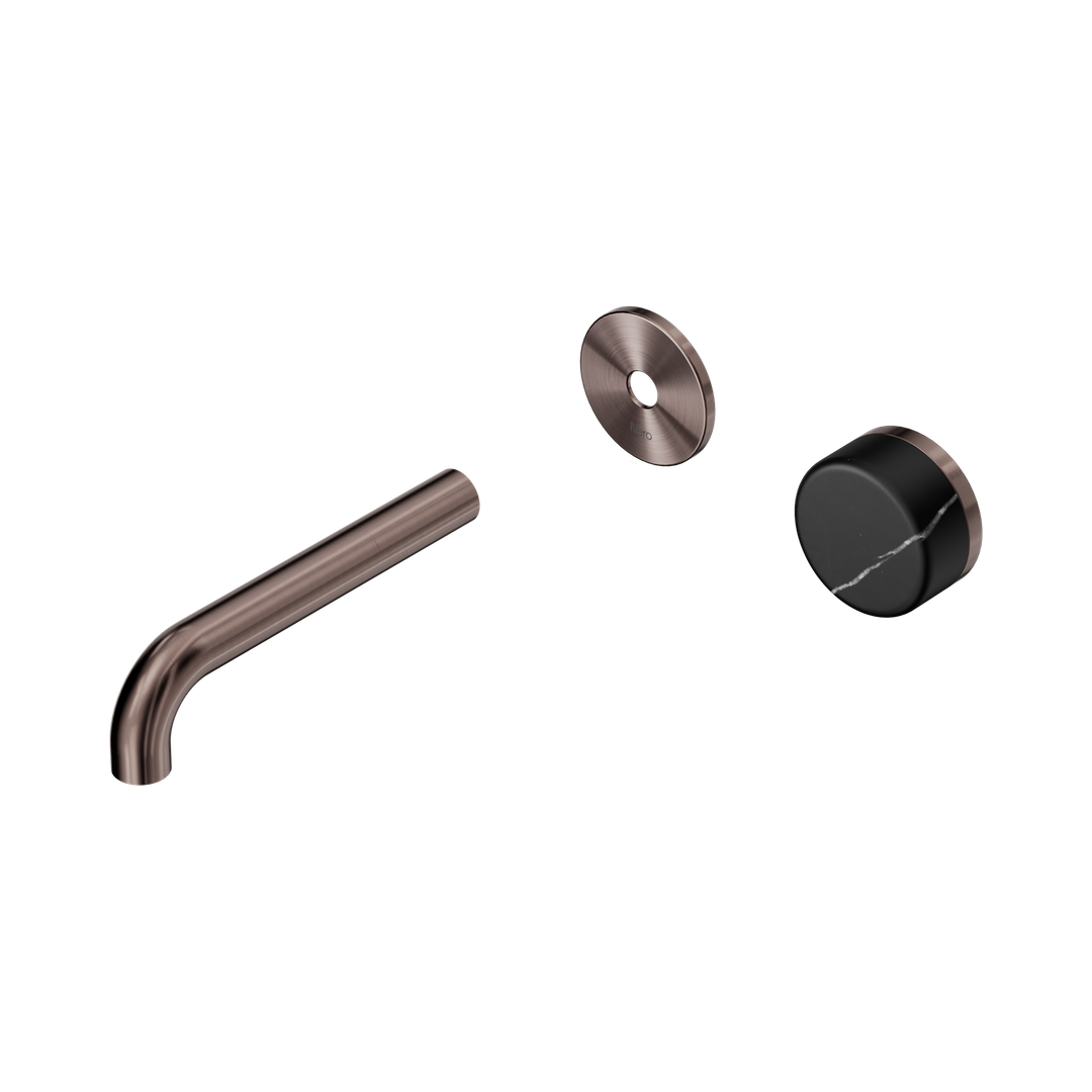 Nero Serenity Progressive Wall Basin Mixer 160Mm Spout Marquina Black Handle Trim Kit Only Brushed Bronze