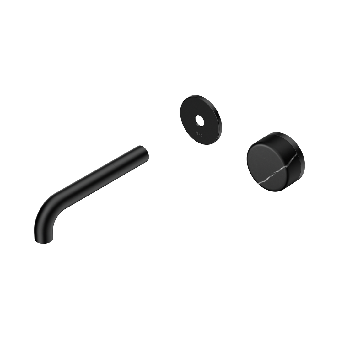 Nero Serenity Progressive Wall Basin Mixer 160Mm Spout Marquina Black Handle Trim Kit Only Matte Black