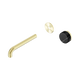 Nero Serenity Progressive Wall Basin Mixer 185Mm Spout Brushed Gold With Marquina Black Handle Trim Kit Only
