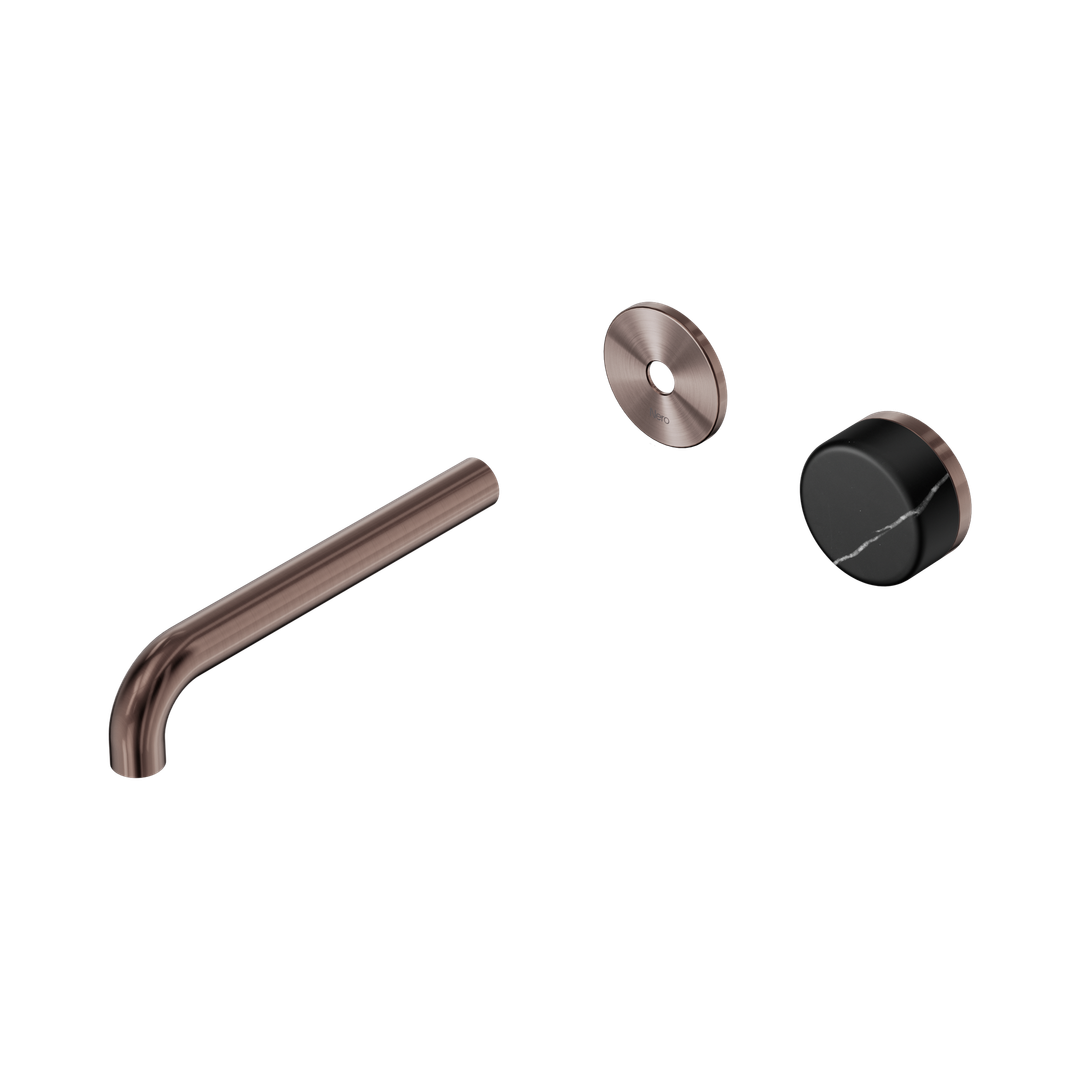 Nero Serenity Progressive Wall Basin Mixer 185Mm Spout Marquina Black Handle Trim Kit Only Brushed Bronze