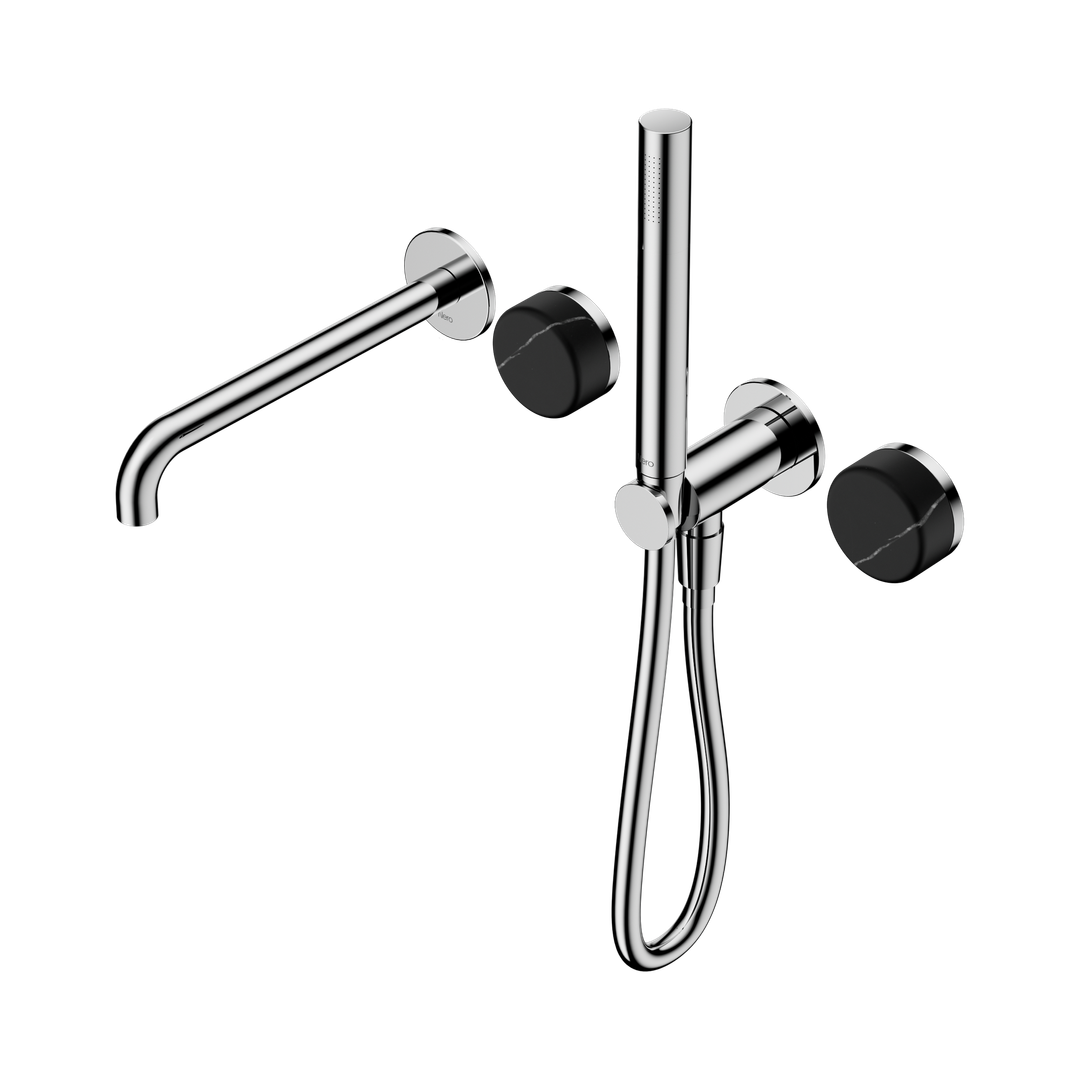 Nero Serenity Progressive Shower System With Spout With Marquina Black Handle & Slim Shower Chrome