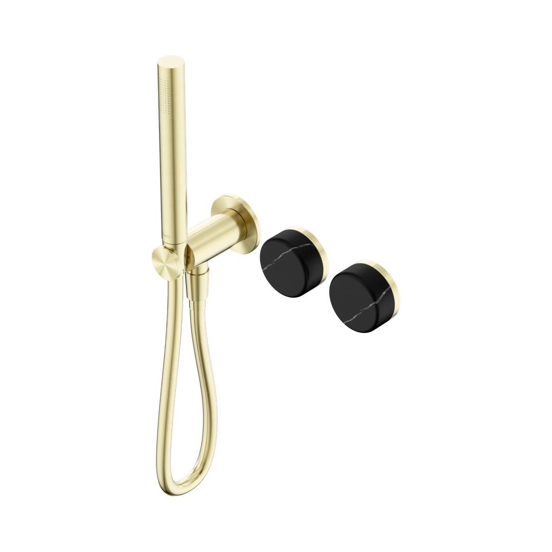 Nero Serenity Progressive Shower System With Marquina Black Handle & Slim Shower Brushed Gold