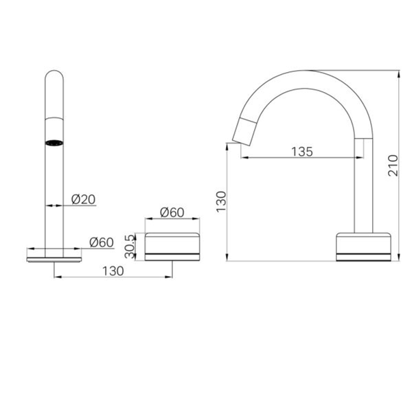 Nero Serenity Progressive Basin Mixer Arc Spout With Marquina Black Handle Chrome