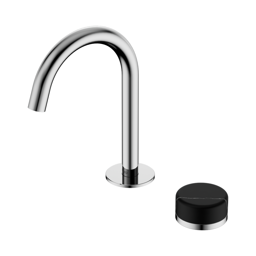 Nero Serenity Progressive Basin Mixer Arc Spout With Marquina Black Handle Chrome