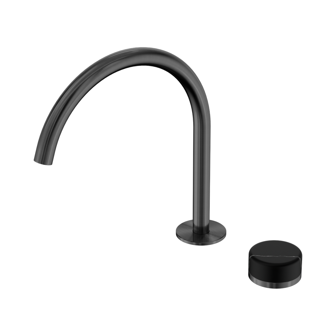 Nero Serenity Progressive Bath/Kitchen Mixer Arc Spout With Marquina Black Handle Gun Metal