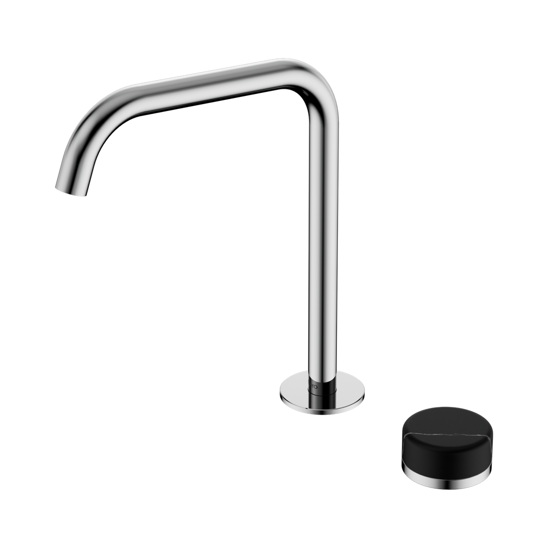 Nero Serenity Progressive Bath/Kitchen Mixer Edge Spout With Marquina Black Handle Chrome