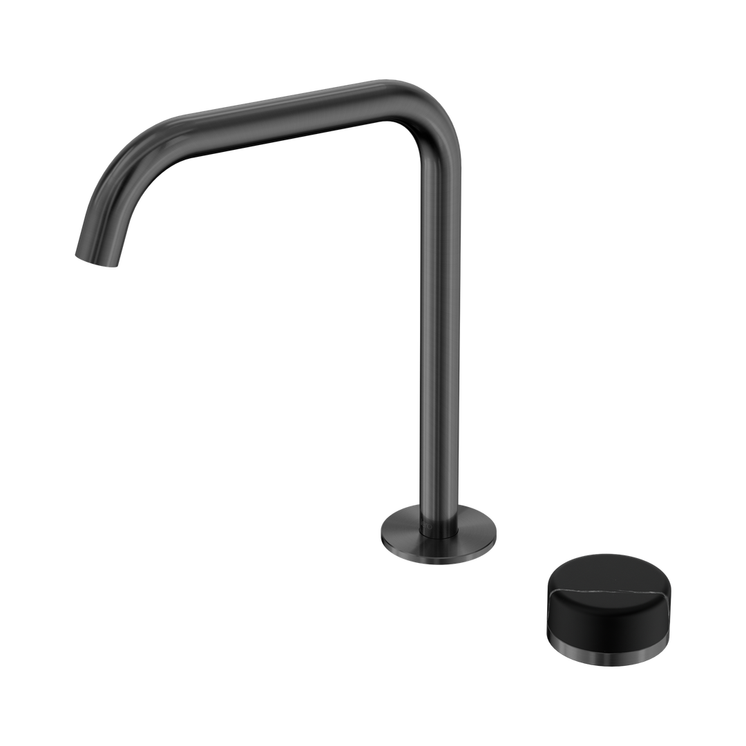 Nero Serenity Progressive Bath/Kitchen Mixer Edge Spout With Marquina Black Handle Gun Metal