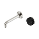 Nero Serenity Progressive Wall Basin Mixer 160Mm Spout Brushed Nickel With Marquina Black Handle