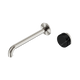 Nero Serenity Progressive Wall Basin Mixer 220Mm Spout Brushed Nickel With Marquina Black Handle