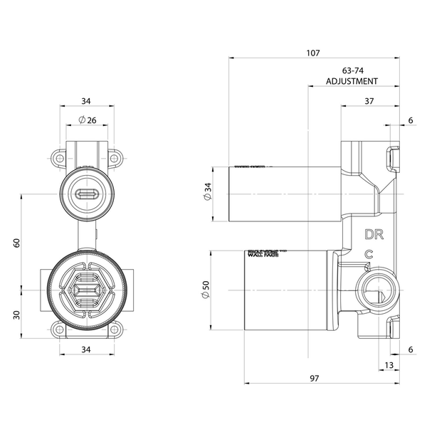Phoenix Switchmix Shower/Bath Diverter Mixer RoughIn Kit