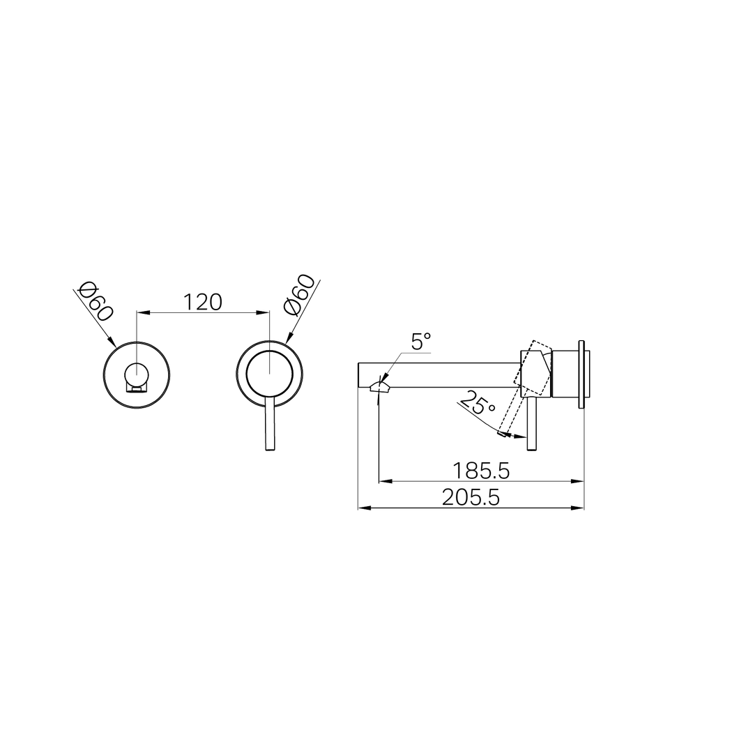 Nero Dolce Ii Wall Basin/Bath Mixer Separate Back Plate Trim Kits Only Brushed Nickel