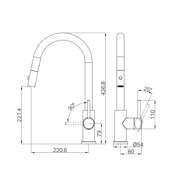 Harmony Senza Plus Pull Out Sink Mixer Brushed Nickel