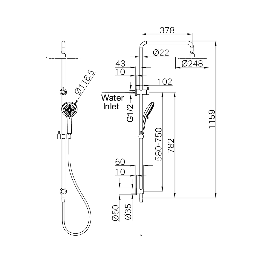 Harmony Bassini Plus Twin Shower Chrome (Matches Senza)