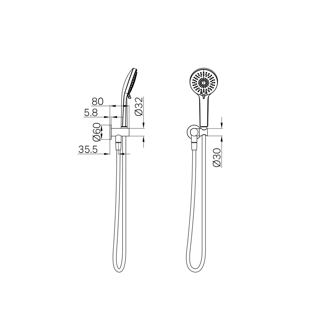 Harmony Senza Plus Shower On Bracket Brushed Nickel