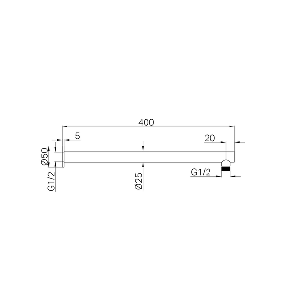 Harmony Senza Plus 400Mm Shower Wall Arm Gun Metal