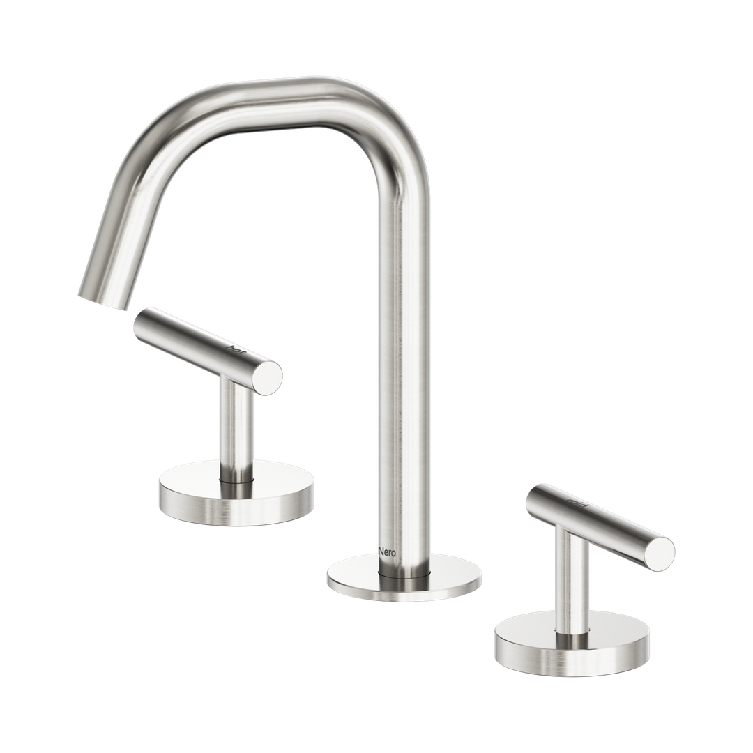 Nero Mecca Lever Basin Set Edge Spout Brushed Nickel