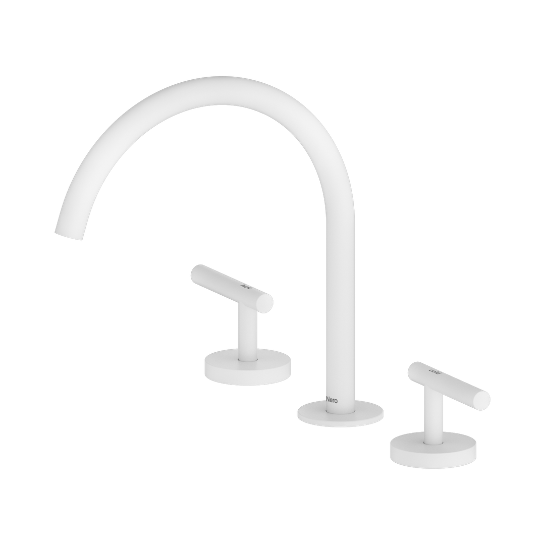 Nero Mecca Lever Bath/Kitchen Set Arc Spout Matte White