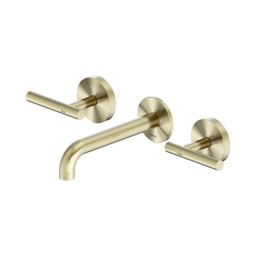 Nero Mecca Lever Wall Basin/Bath Set 160Mm Spout Brushed Gold
