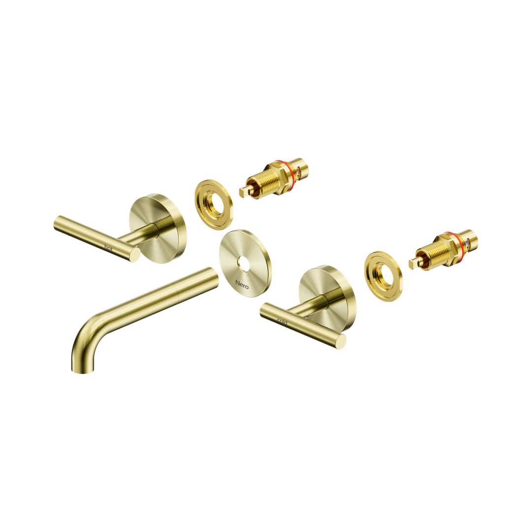 Nero Mecca Lever Wall Basin/Bath Set 160Mm Spout Trim Kits Only Brushed Gold