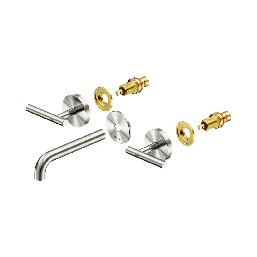 Nero Mecca Lever Wall Basin/Bath Set 160Mm Spout Trim Kits Only Brushed Nickel
