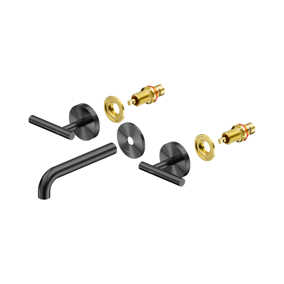 Nero Mecca Lever Wall Basin/Bath Set 160Mm Spout Trim Kits Only Gun Metal