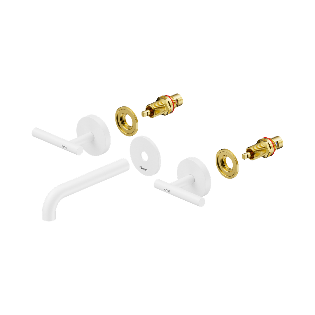 Nero Mecca Lever Wall Basin/Bath Set 160Mm Spout Trim Kits Only Matte White