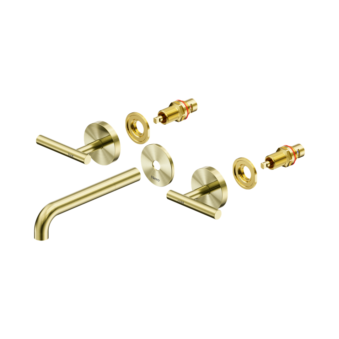 Nero Mecca Lever Wall Basin/Bath Set 185Mm Spout Trim Kits Only Brushed Gold