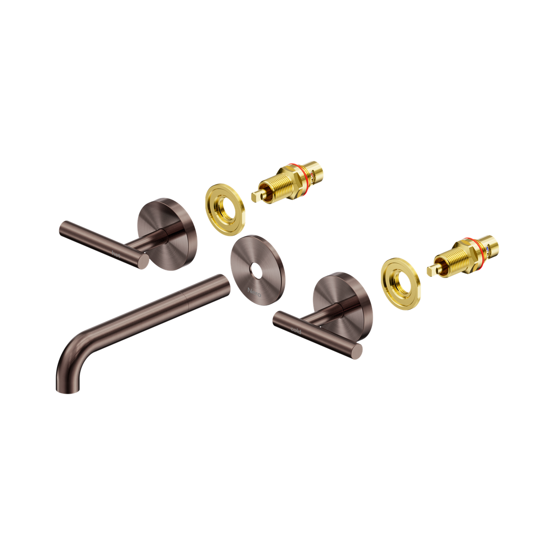 Nero Mecca Lever Wall Basin/Bath Set 185Mm Spout Trim Kits Only Brushed Bronze
