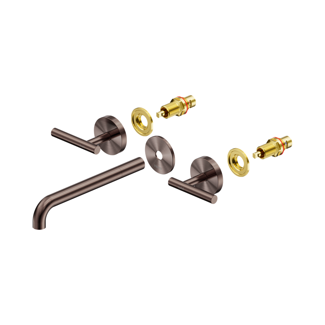 Nero Mecca Lever Wall Basin/Bath Set 220Mm Spout Trim Kits Only Brushed Bronze