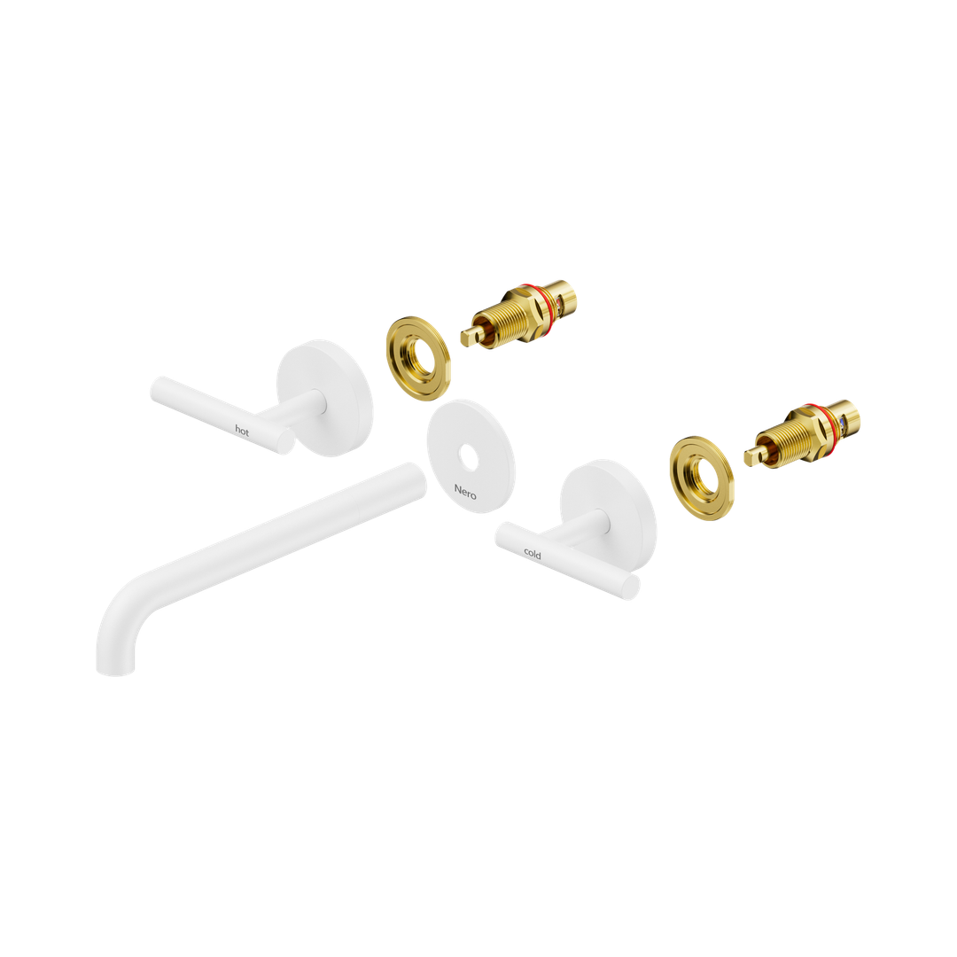 Nero Mecca Lever Wall Basin/Bath Set 220Mm Spout Trim Kits Only Matte White