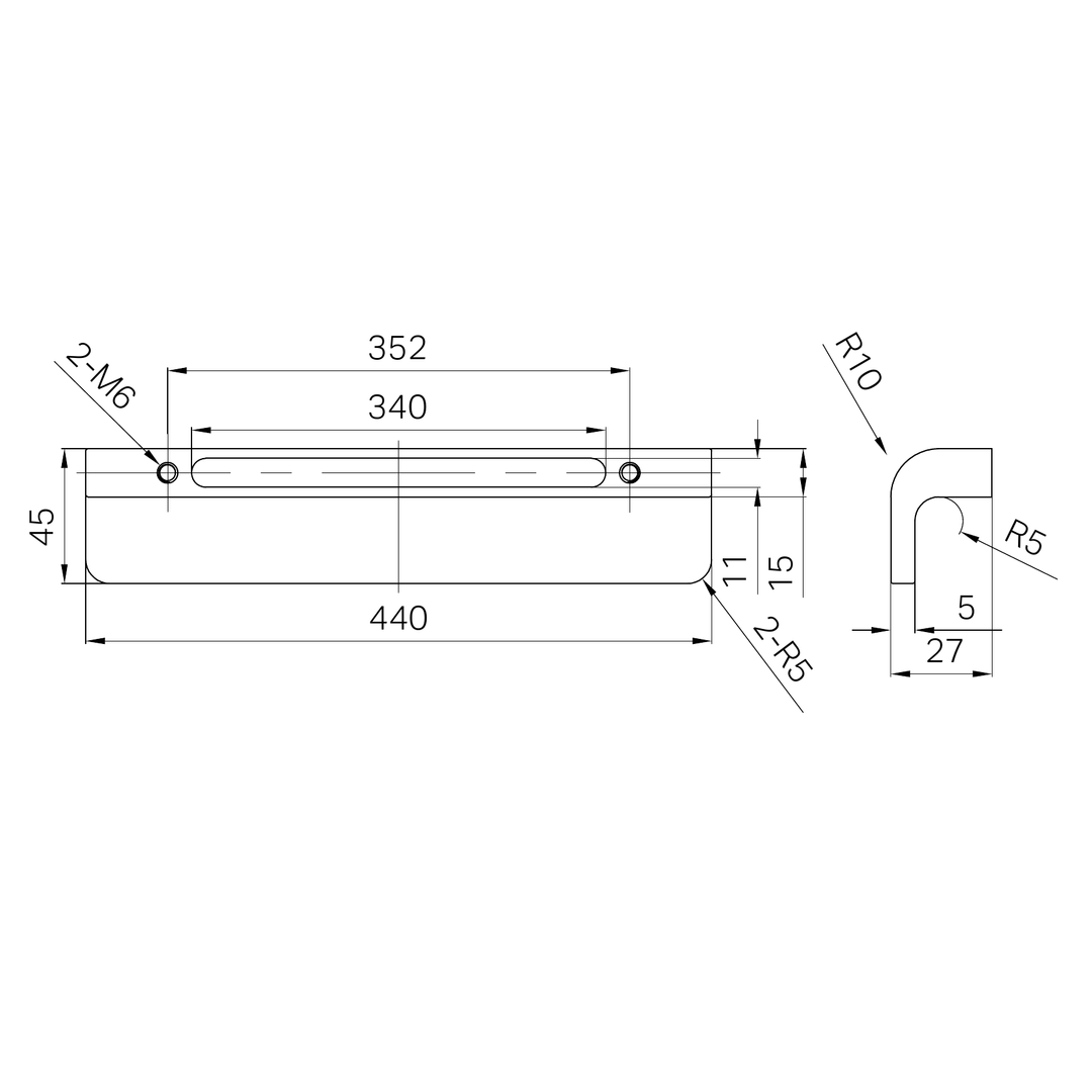 Nero Bianca Appliance Pull 440Mm Brushed Nickel