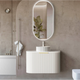 Otti Bondi 750X460X450 W/Hung Satin White Fluted Cabinet With Gold Handle 200Mm