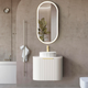 Otti Bondi 600X460X450 W/Hung Satin White Fluted Cabinet With Gold Handle 120Mm