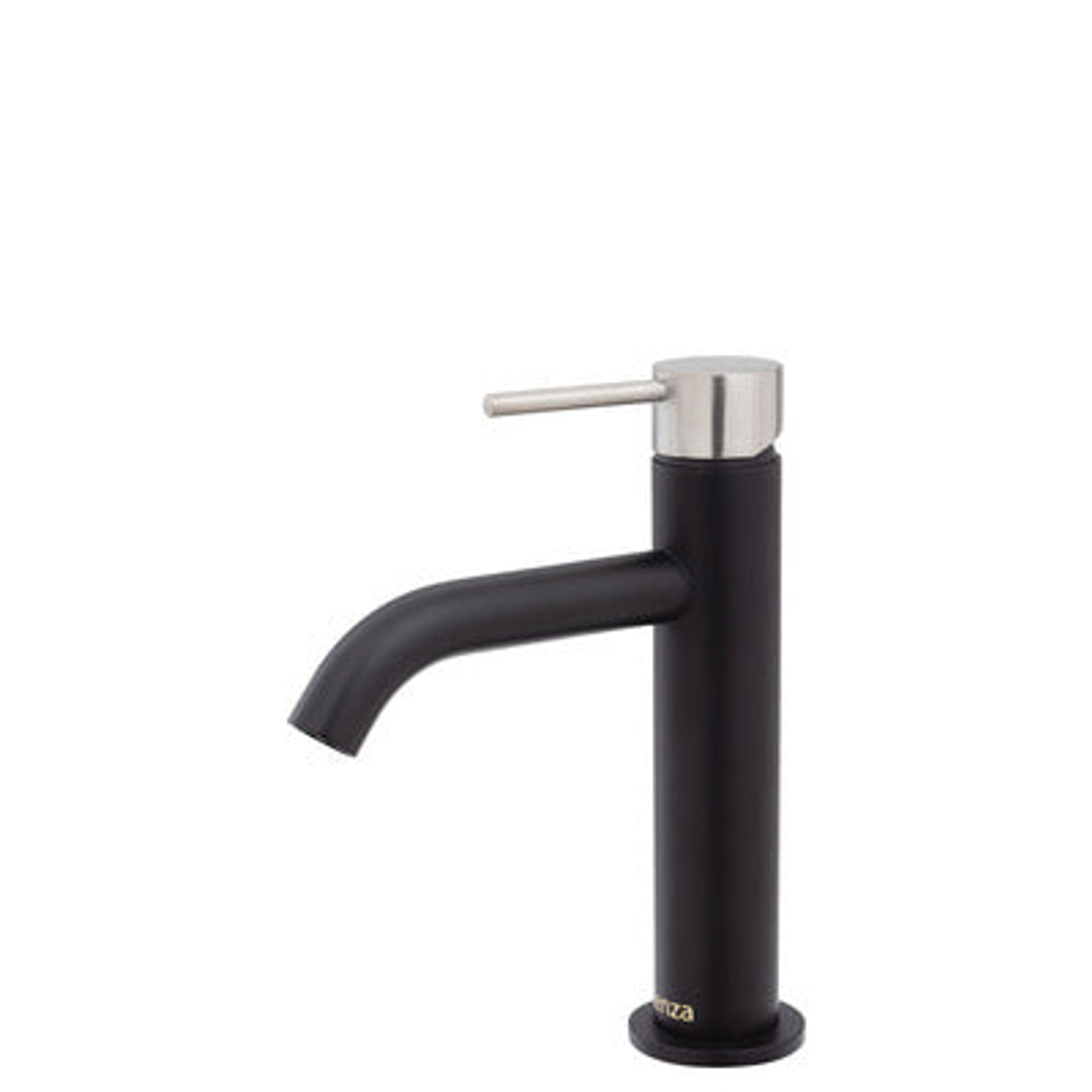 Fienza Kaya Basin Mixer Matte Black With Brushed Nickel Handle