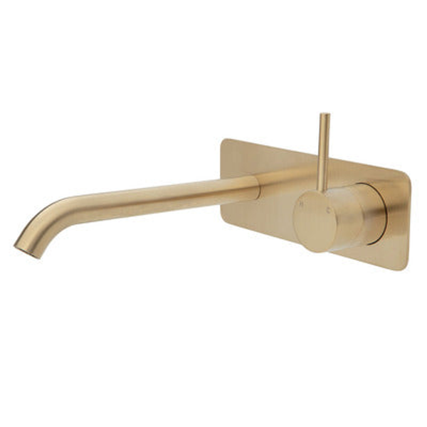 Fienza Kaya Up Basin/Bath Mixer 200mm Outlet Urban Brass Soft Square Urban Brass Plate