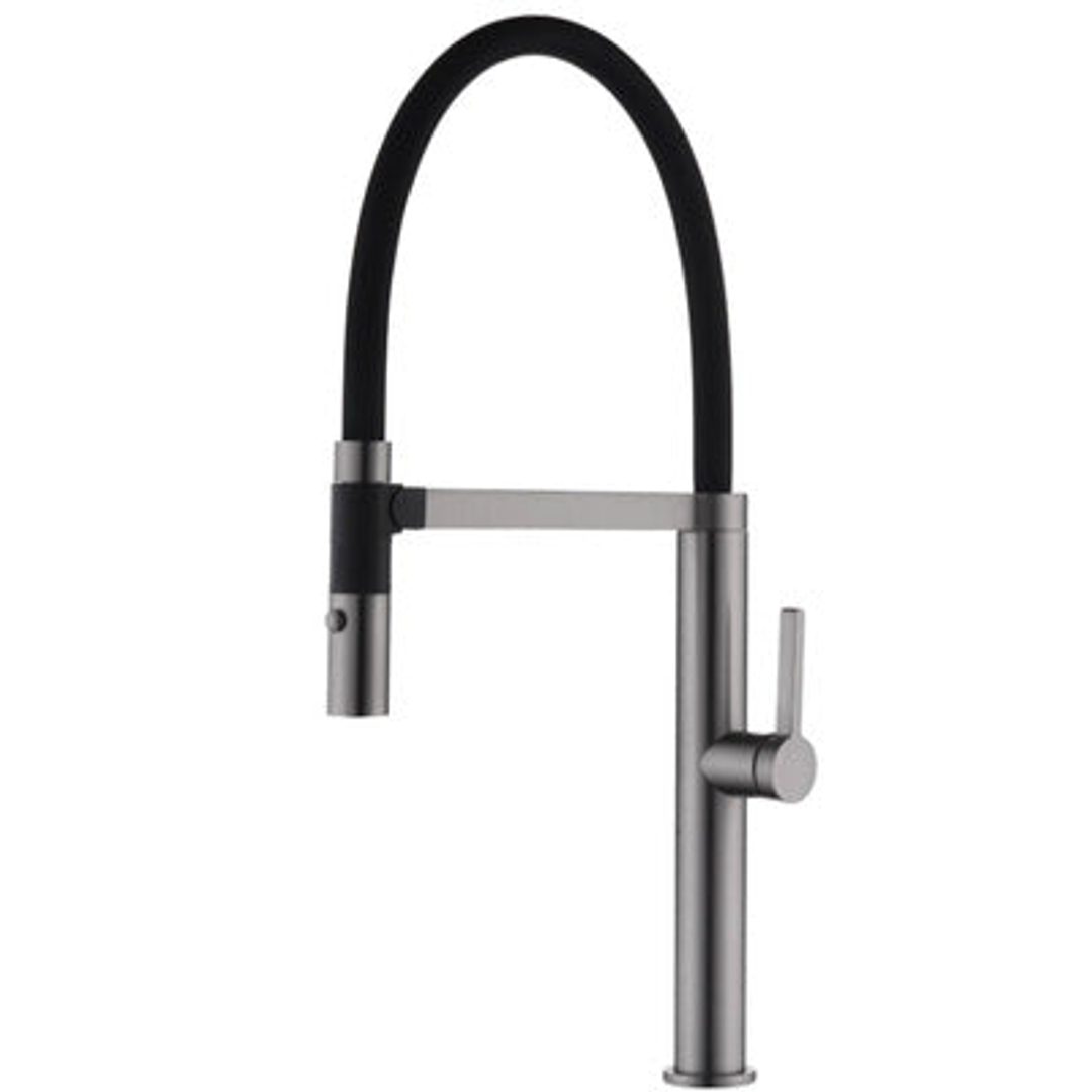 Ect Romeo Gun Metal Sink Mixer With Black Hose