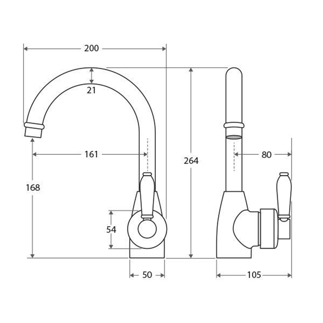 Fienza Eleanor Gooseneck Basin Mixer - Chrome/Ceramic