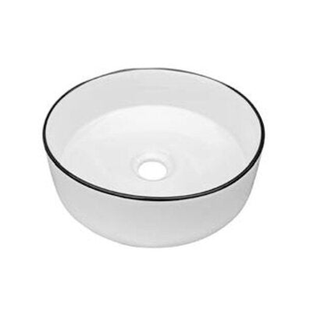 Castano Siera Round 360mm Slim Edge Vessel Basin White With Black Edge