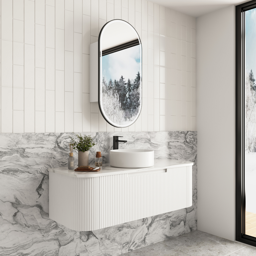 Aulic Savio 1200 Cabinet With Snow Flat Stone Top