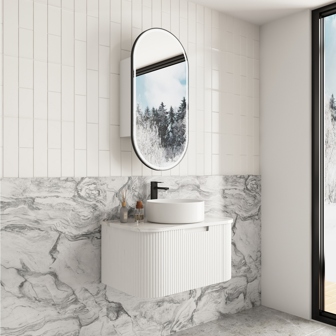 Aulic Savio 750 Cabinet With Snow Flat Stone Top