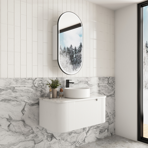 Aulic Savio 900 Cabinet With Snow Flat Stone Top
