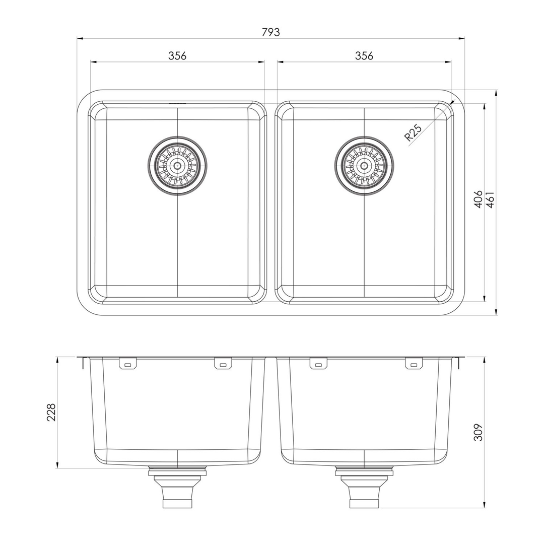 Phoenix 2000 Series Single Bowl Under / Over Sink Stainless Steel
