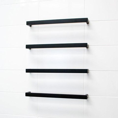 Radiant 12V Single Bar Square Heated Towel Rail Matte Black