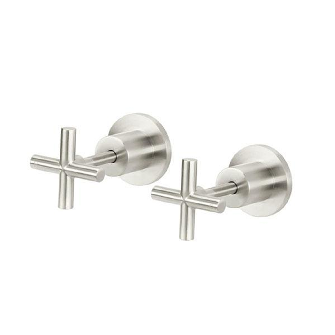 Meir Cross Handle Jumper Valve Wall Top Assemblies Brushed Nickel