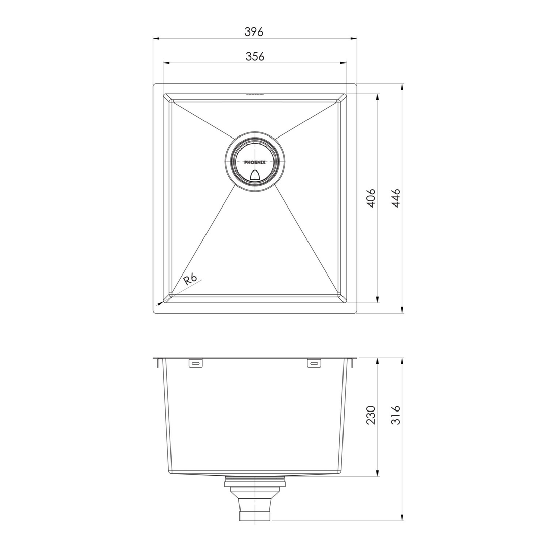 Phoenix 4000 Series Single Bowl Sink Stainless Steel