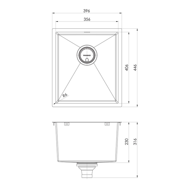 Phoenix 4000 Series Single Bowl Sink Stainless Steel