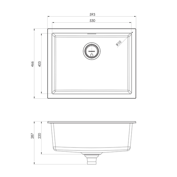 Phoenix 5000 Series Large Single Bowl Sink