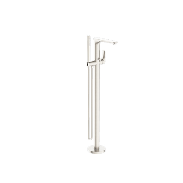 Nero Bianca Floor Standing Bath Mixer Brushed Nickel