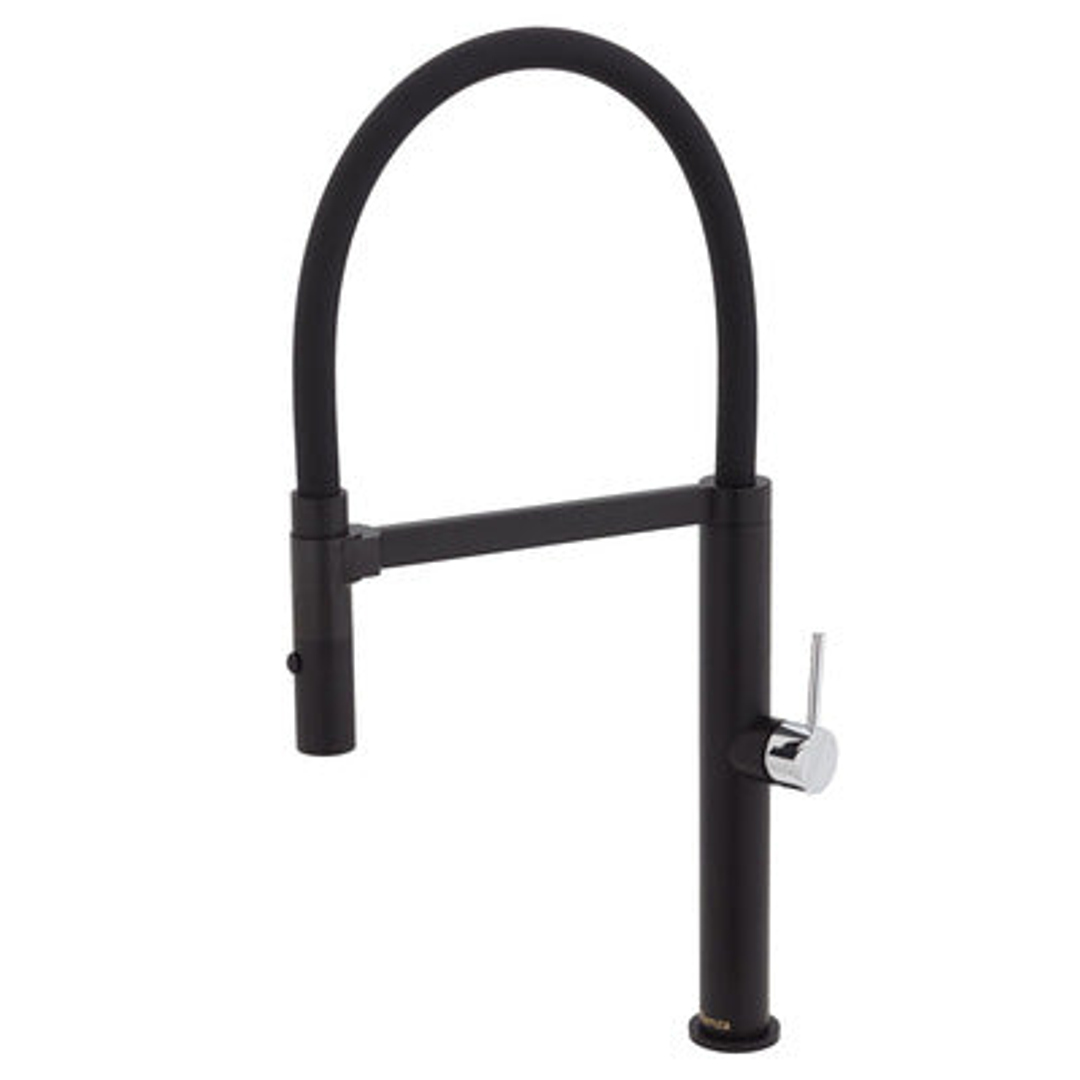 Fienza Kaya Pull Down Sink Mixer Matte Black With Chrome Handle